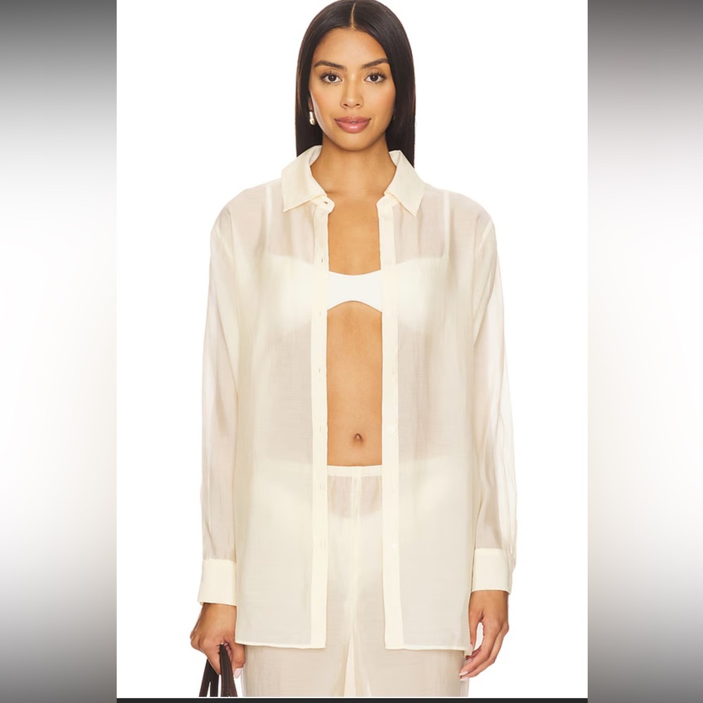 Price firm NWT EAVES Top in Butter Yellow w/ Scarf 🧣 - Picture 2 of 8